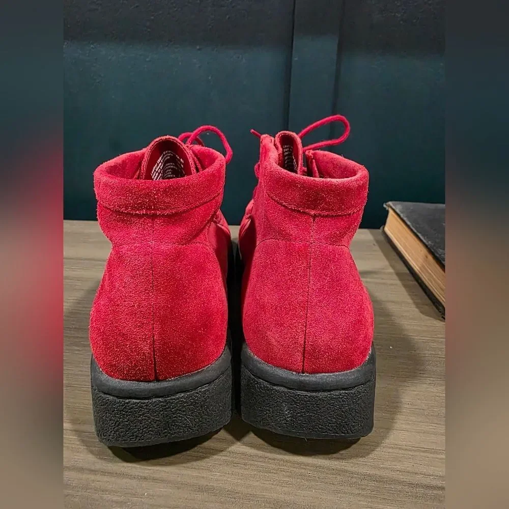 Red Lower East Side Y2K Chukka Suede Leather Moc Toe Boots Sz 6.5 Women